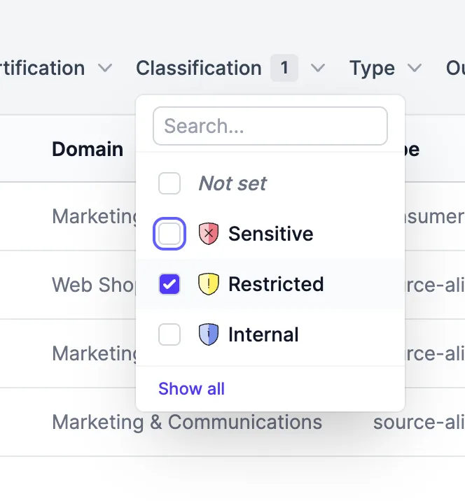 Filtering the Marketplace by classification