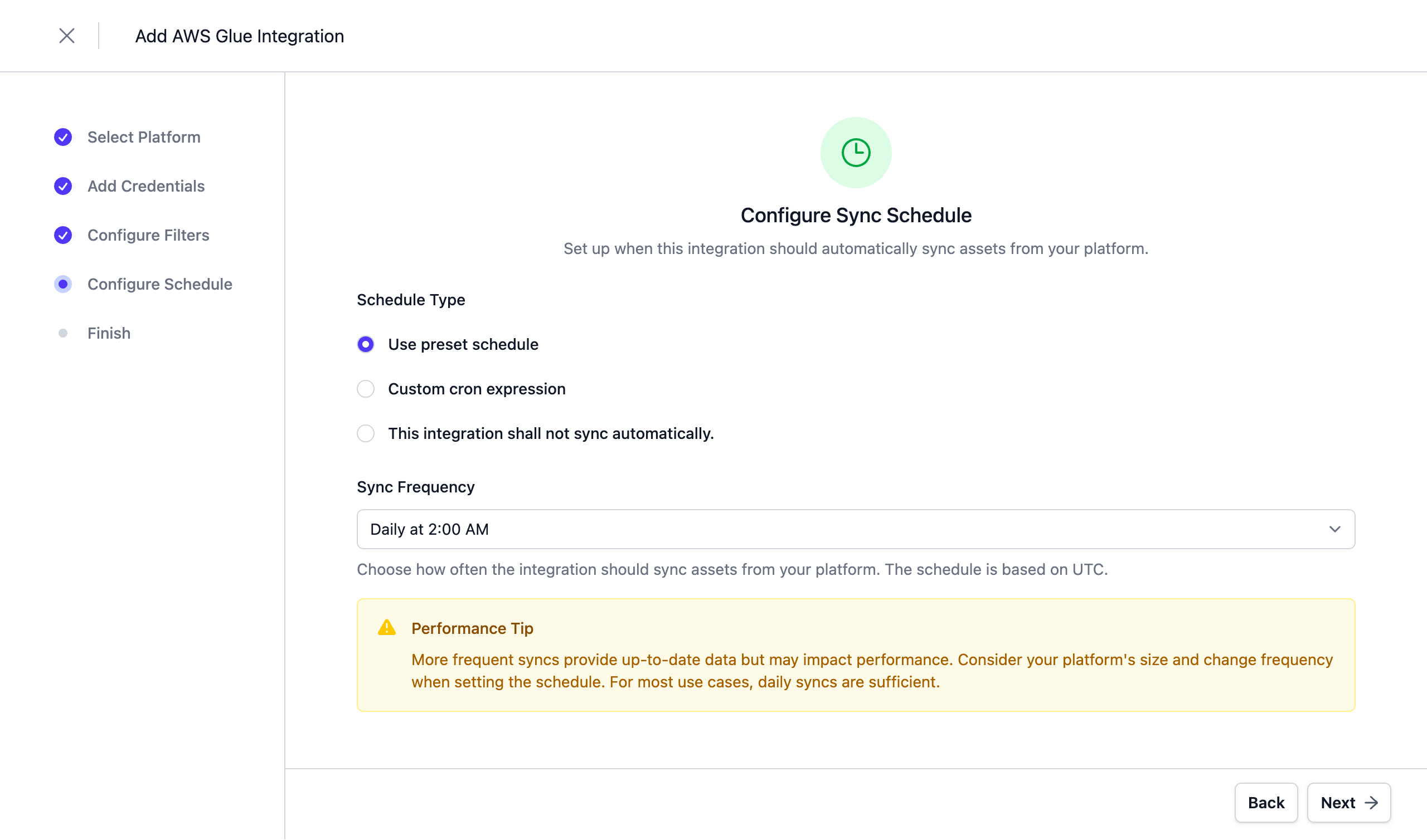 Configure the Schedule