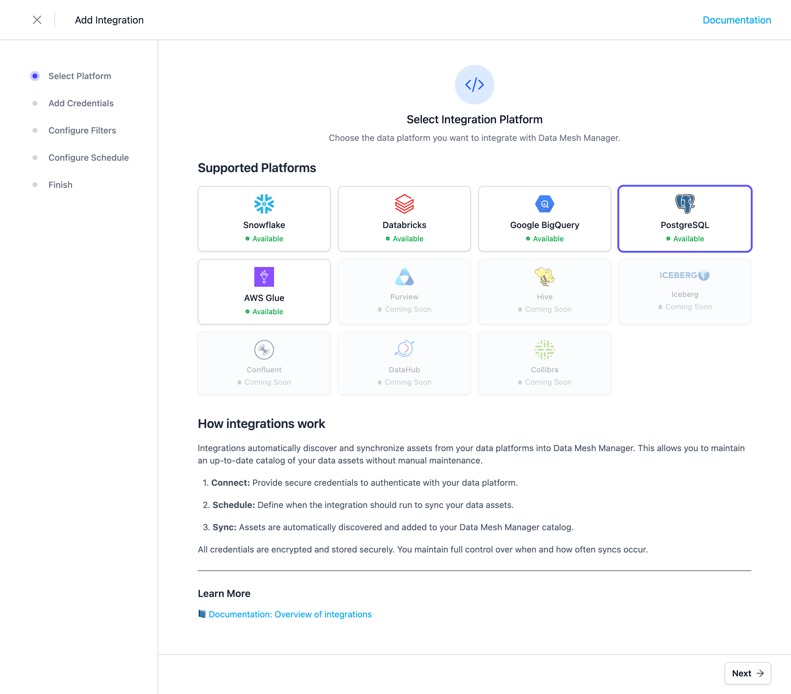 Select the Integration Type