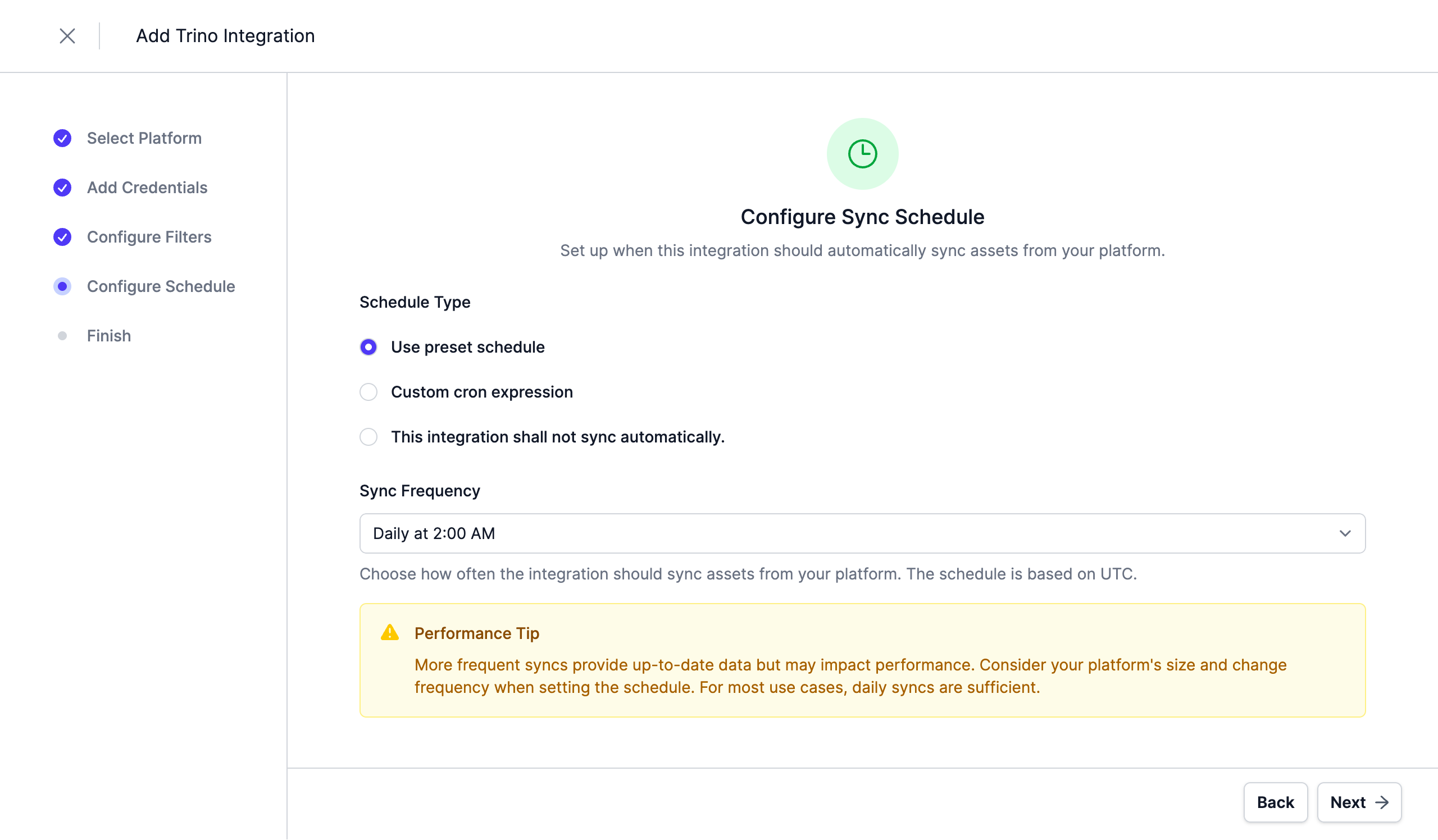 Configure the Schedule