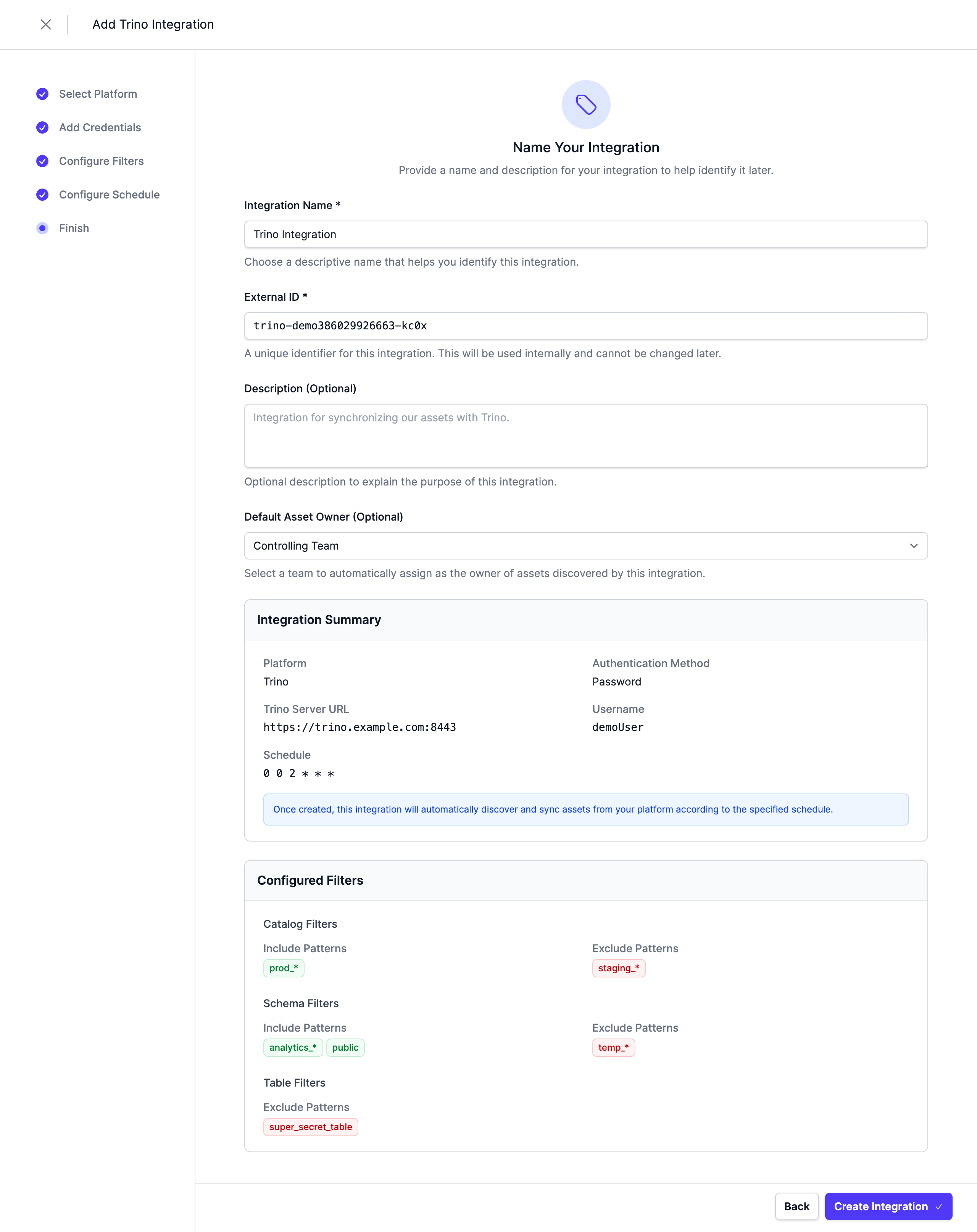 Complete the Integration configuration