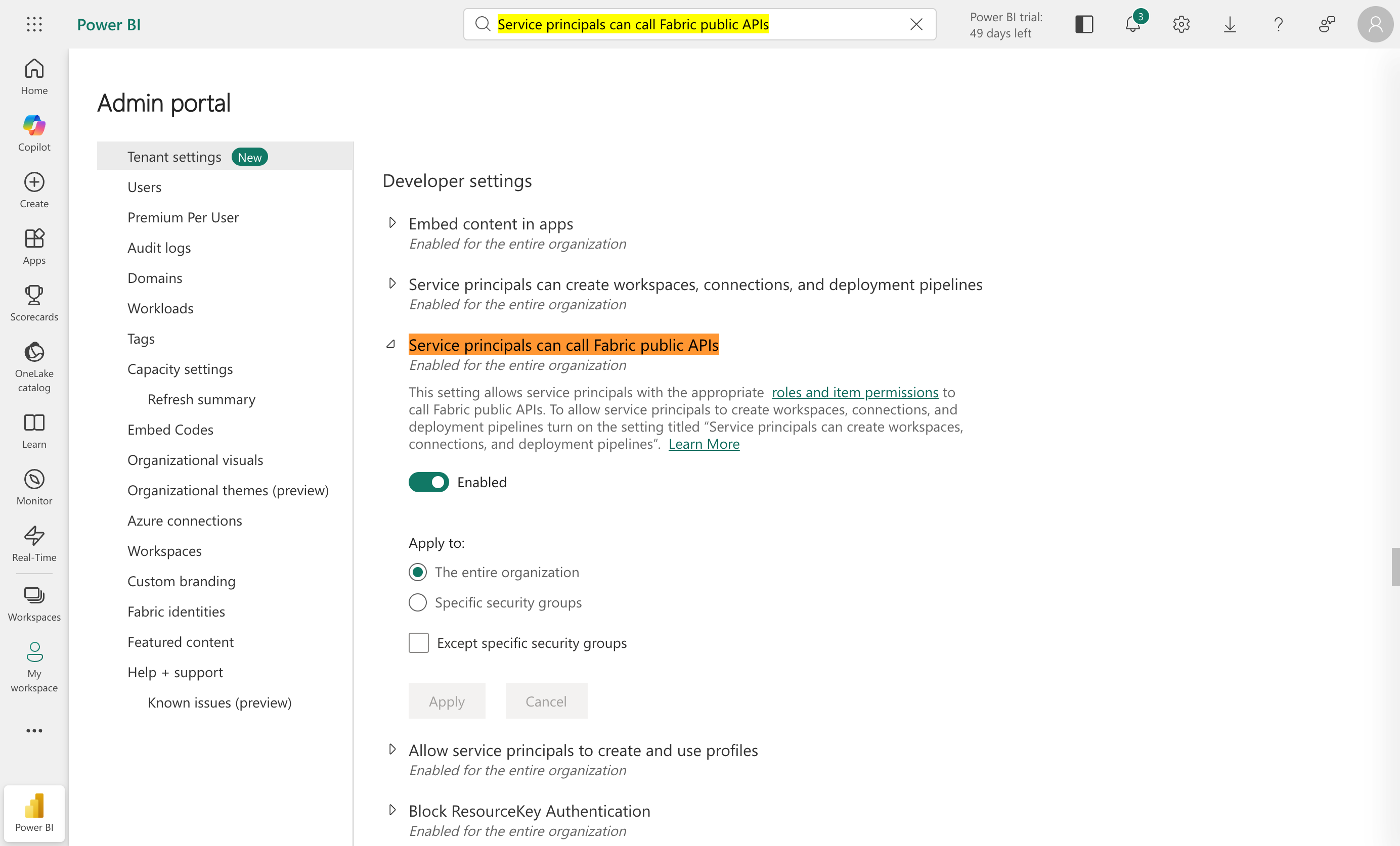 Service principals can call Fabric public APIs