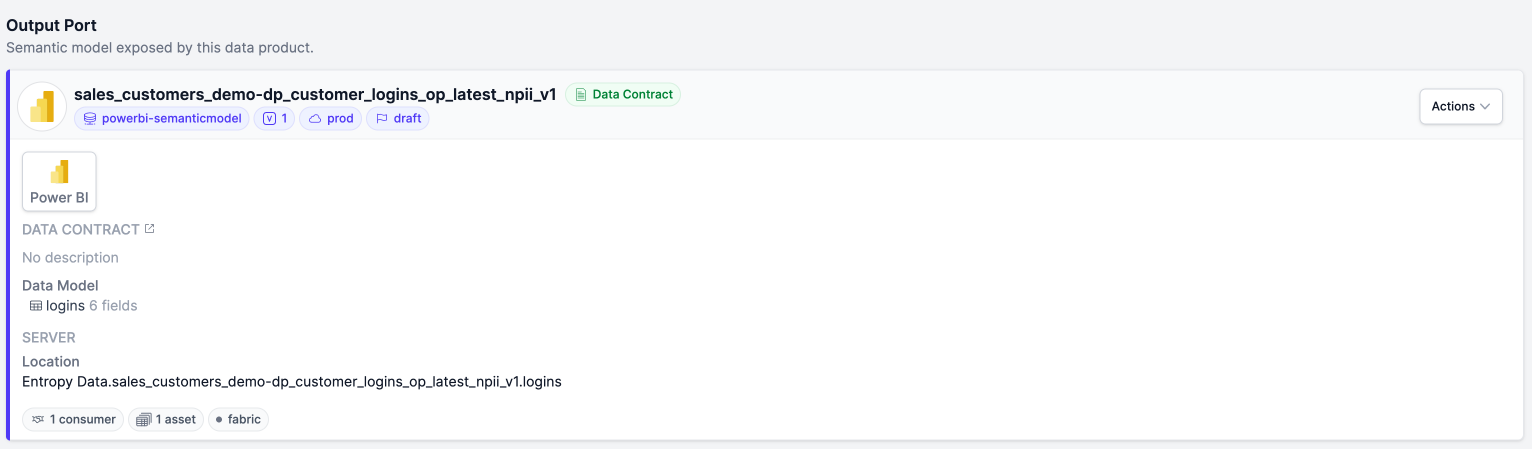Semantic model data product under a data contract
