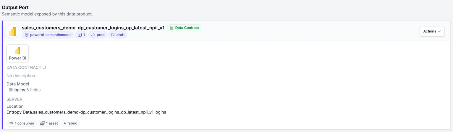 Semantic model data product under a data contract